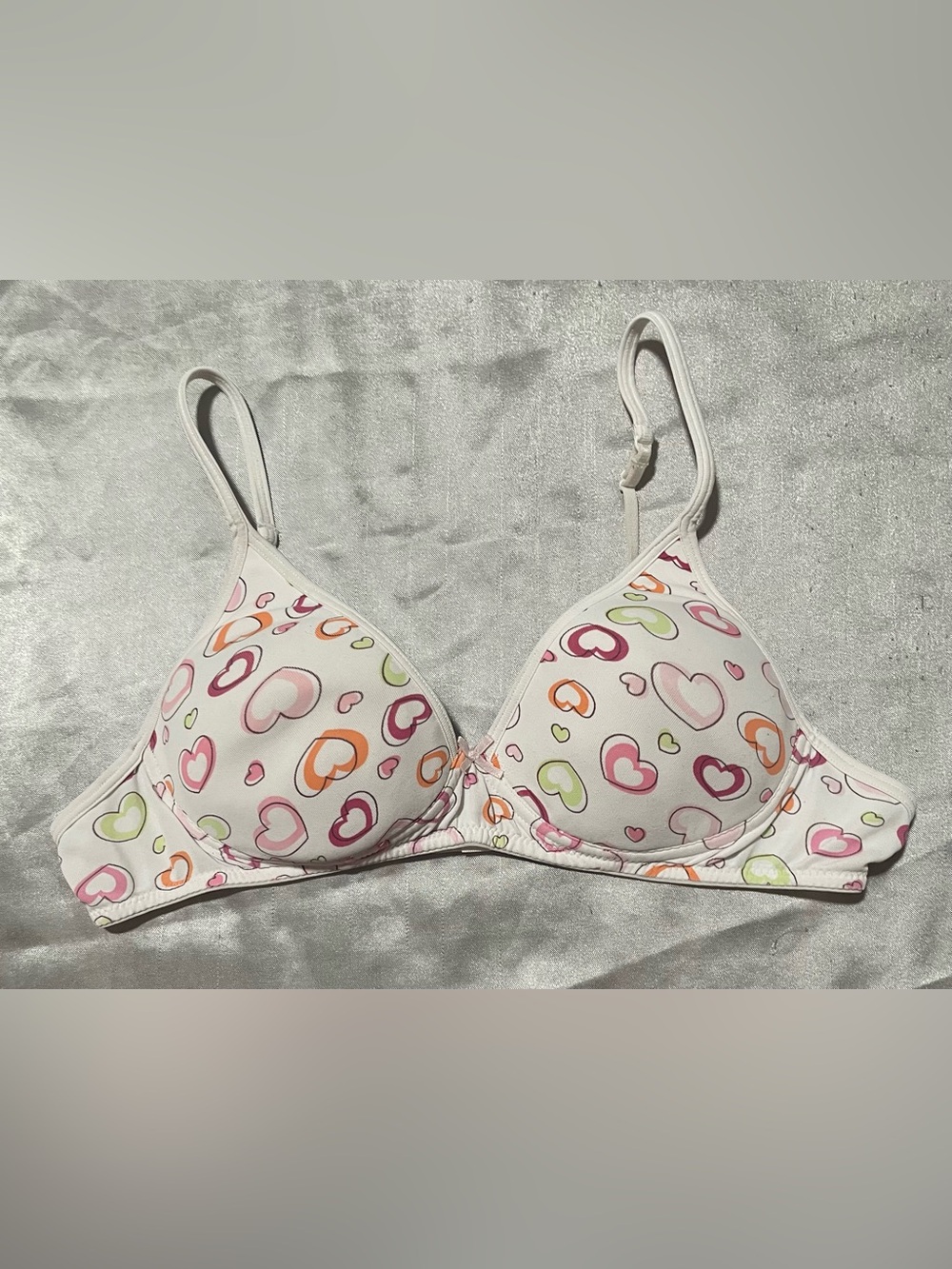Jockey White Bra with Multicolor Heart Print